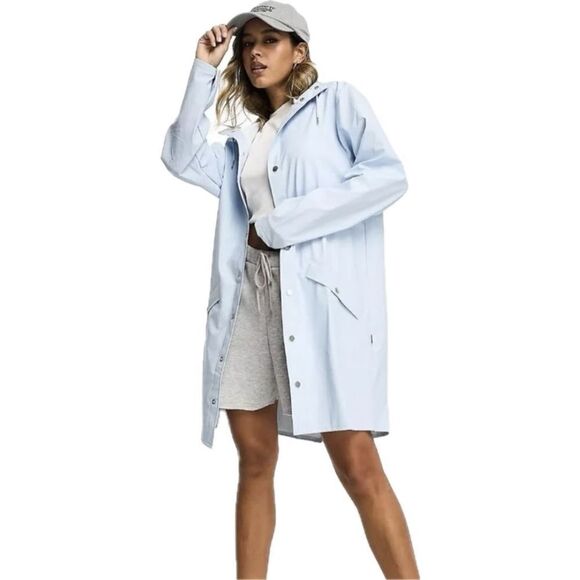 Rains Jackets & Blazers - NWT Large Rains Unisex Waterproof Long Jacket Sky